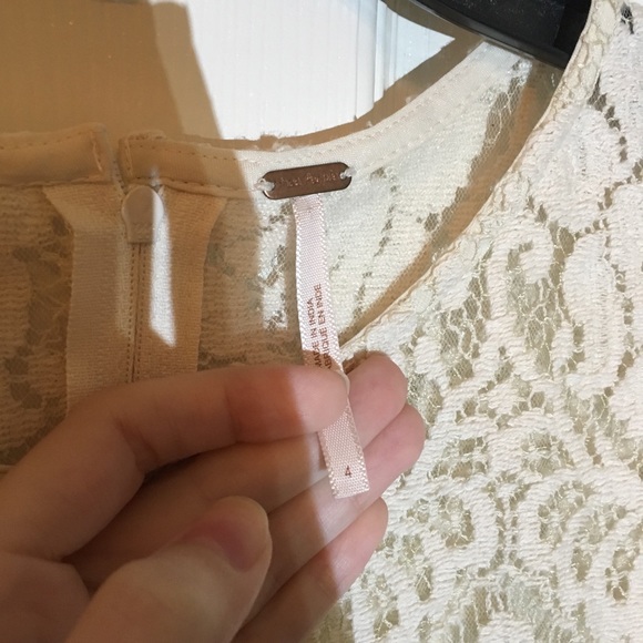 Free People White Dress Lace Shift Short Sleeve Boho Wedding Engagement Size 4 S - Picture 4 of 5